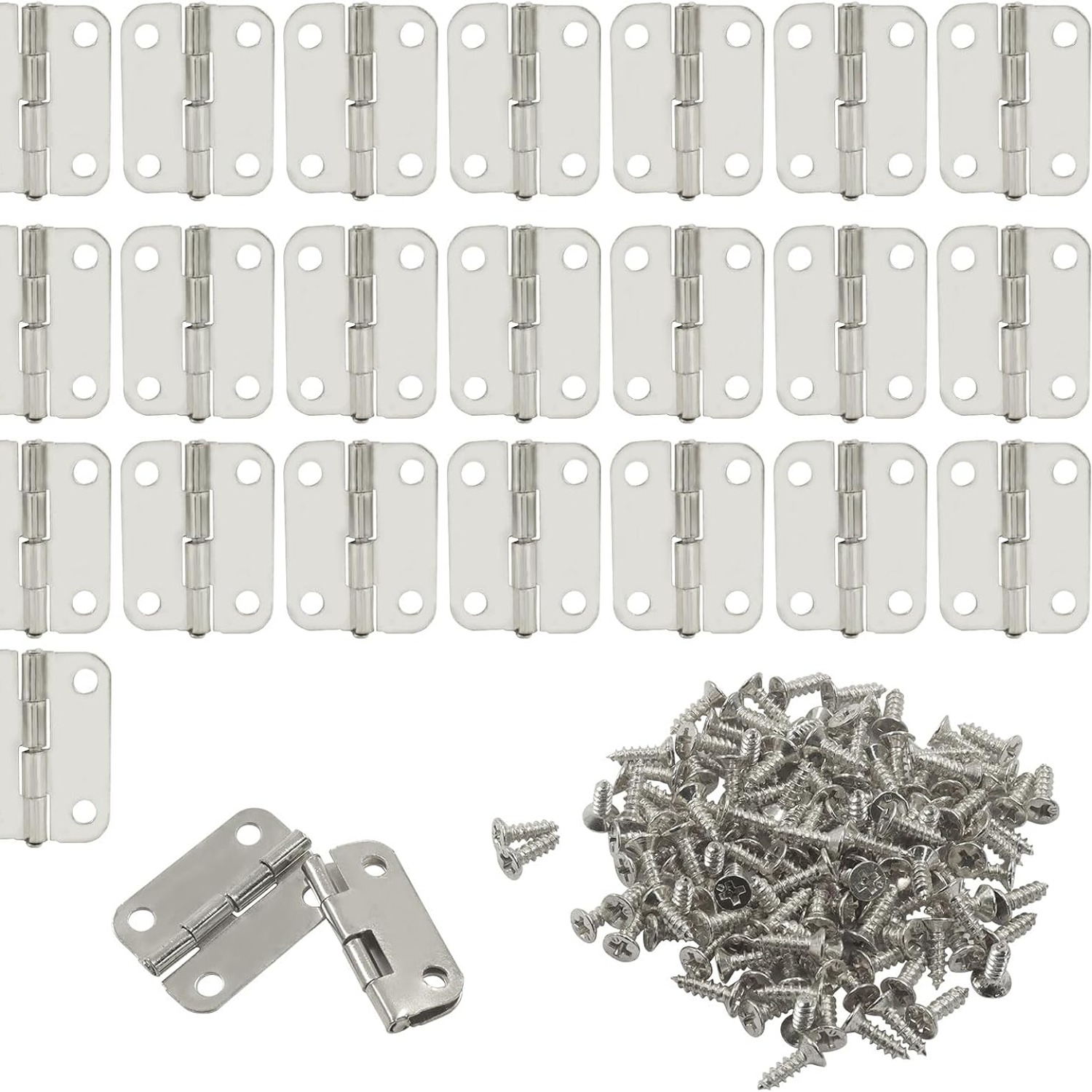 Murtenze Mini Silver Butt Hinges, 24 Pack