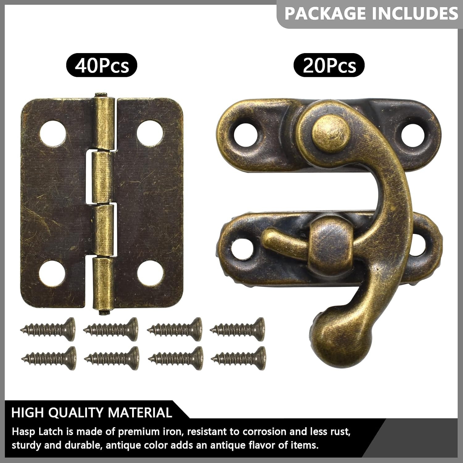Antique Bronze Box Hinge and Latch Set: image 3