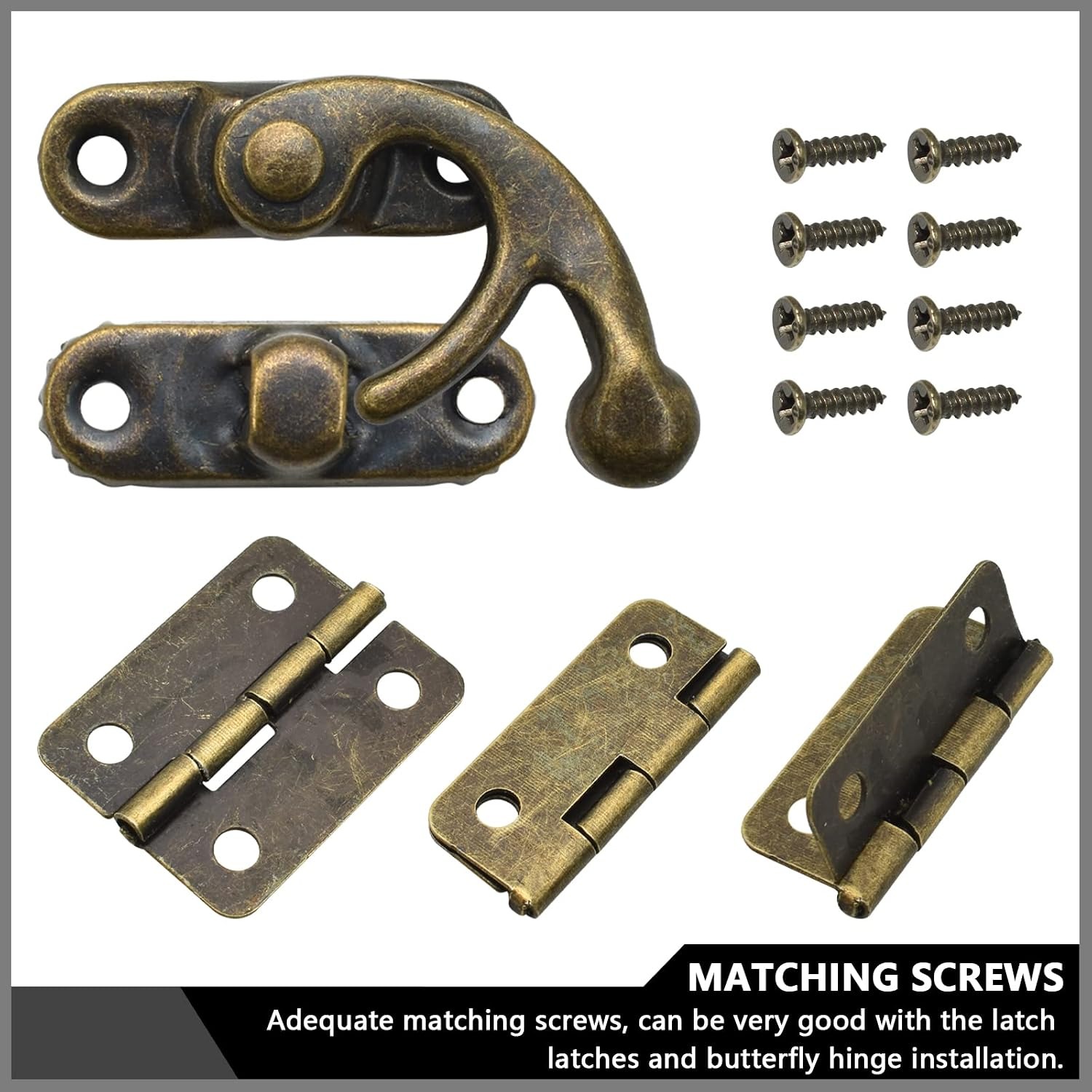 Antique Bronze Box Hinge and Latch Set: image 4