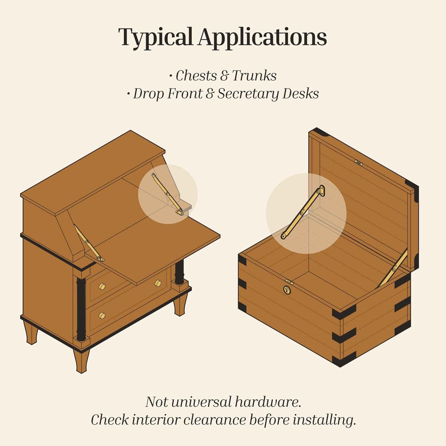 Brass Plated Left and Right Lid Stay Supports: image 4